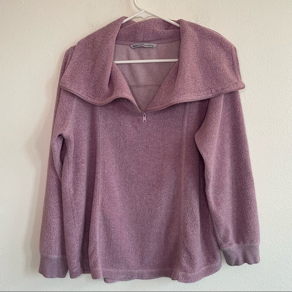 HUGS FROM SOFT SURROUNDINGS SHERPA FLEECE PURPLE COWL NECK PULLOVER - Picture 1 of 6